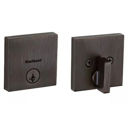 KWIKSET Kwikset: Downtown Low Profile Single Cylinder Deadbolt with SmartKey Technology / Venetian Bronze KWS-258-SQT-SMT-11P